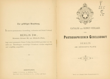Catalog des Kunstverlags der Photographischen Gesellschaft Berlin 1881, book, name: 'Henri Hymans,