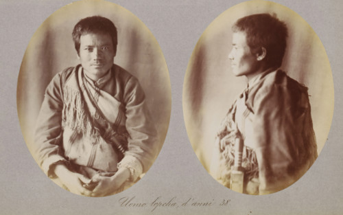Two portraits of an unknown man of the Lepcha, Uomo lepcha, d'anni 38, photograph, page,