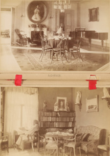 Biblioteket, Interior of the library of the Koivuniemi country house in Helsinki, photograph, page,