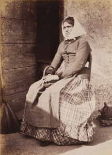 Portrait of an unknown woman on a chair, photograph, page, Italy, c. 1850 - in or before 1860,