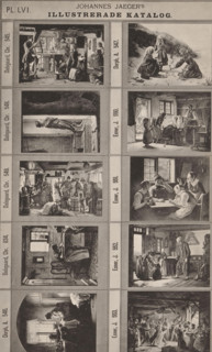 Photo reproduction of ten genre scenes, Johannes Jaeger's Illustrerade Katalog, reproduction, page,
