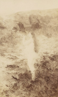 Photo reproduction of a female nude in a landscape, photograph, reproduction, Part of French artist