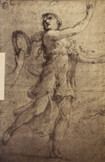 Photo reproduction of a drawing of a bacchante, photograph, reproduction, Part of a French artist's