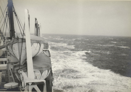During the crossing from France to the United States, Atlantic Ocean, Storm from behind,