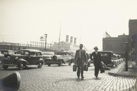 Arrival in New York: the SS Statendam, Hoboken pier, United States, SS Statendam on the pier in