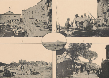 Jaffa, Five views of Jaffa, Israel, page, photomechanical print, number: 'XVIII.', inscription: '1
