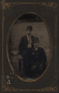 Portrait of Willem Kloos and Hein Boeken, photograph, photographer: unknown, Netherlands, c. 1885 -