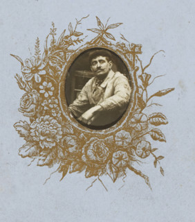 Portrait of a man surrounded by a printed representation of flowers, carte-de-visite, name: 'A.