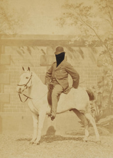 Man on horseback with his face retouched, photograph, United States of America, c. 1880 - c. 1910,