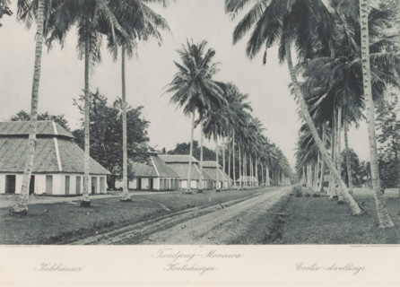 Tandjong-Morawa Coolie Houses, Lane with houses of indentured laborers in Tandjong Morawa on