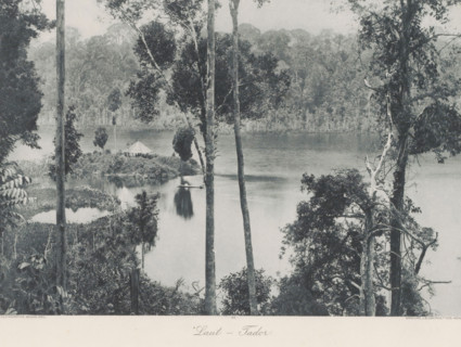 Laut - Tador, View of a river with relaxation at Laut Tador on Sumatra, photomechanical print, Part