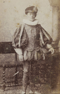 Portrait of a young man in costume, identified as WL Luijken Glashorst, album page, photograph,