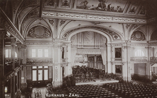 Concert hall with stage of the Kurhaus in Scheveningen, Kurhaus - Hall, photograph, cabinet