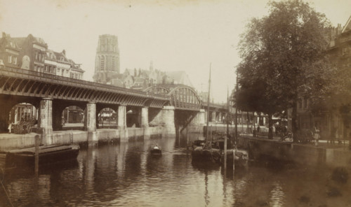 De Kolk. Rotterdam., View of De Kolk in Rotterdam with railway viaduct, photograph, cabinet