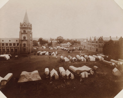 Church Square, Church Square with military encampment in Pretoria, photograph, Part of Album with
