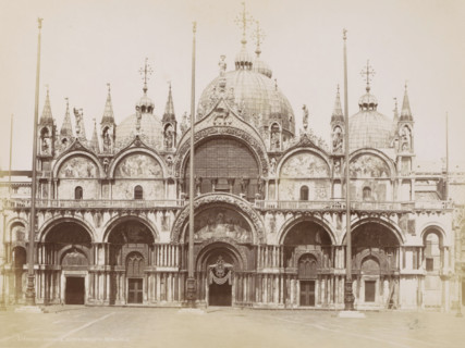 Facade of the Basilica of San Marco and domes in Venice, Venezia - chiesa S. Marco facciata