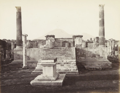 Pompeii: Temple Venus: searches 1817., Remains of the Temple of Venus in Pompeii with Mount