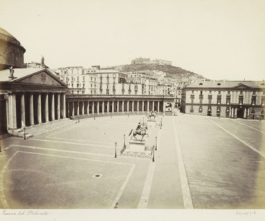 Piazza del Plebescito with equestrian statues in Naples, Piazza del Plebescito, photograph, Part of