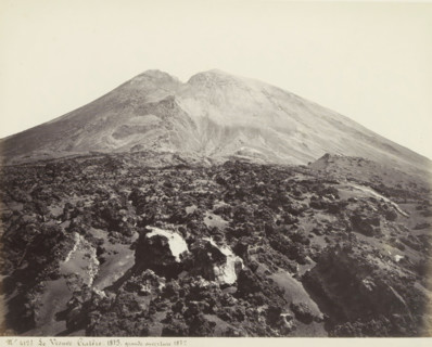 View of craters of Mount Vesuvius, Le Vesuve: Cratère, 1873, grande ouverture 1872, photograph,