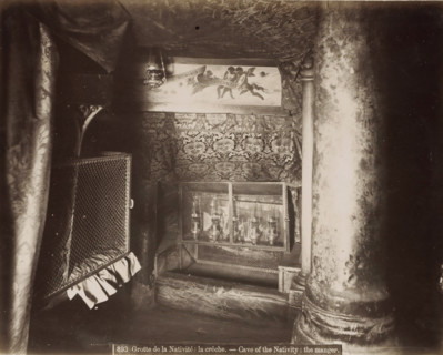 Crib in the Cave of the Nativity in Bethlehem, Grotte de la Nativite: la crèche.- Cave of the