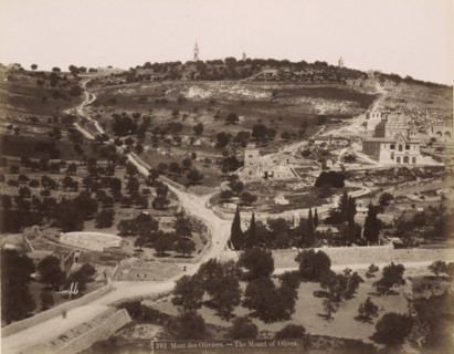 View of the Mount of Olives in Jerusalem, Mont des Oliviers. - The Mount of Olives., photograph,