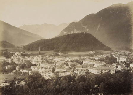 Ischl vom Gassner, View of Ischl and surrounding mountains from the Gassner, photograph, Part of