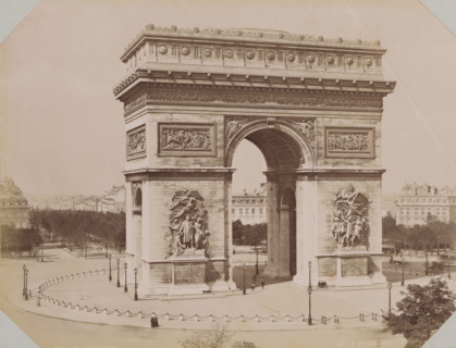 View of the Arc de Triomphe, album page, photograph, This photo is part of an album., retailer's