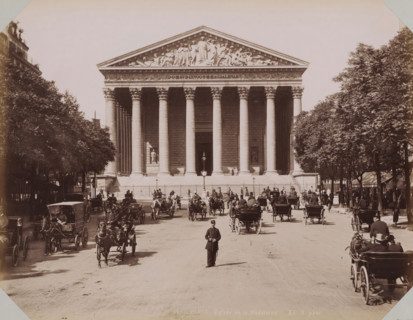 View of La Madeleine in Paris, album page, photograph, This photo is part of an album.,