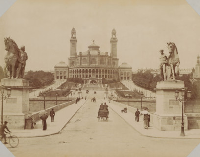 View of the Trocadéro with the Pont d'Iéna in Paris, album page, photograph, This photo is part of
