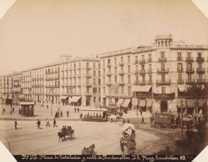 Plaza de Cataluña y calle de Fontanellas, View of Plaça de Catalunya in Barcelona, album page,