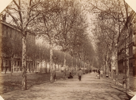 Barcelona. Calle Cortes (Gran-via), View of Gran Via in Barcelona, album page, photograph, This