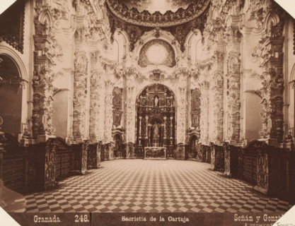 Interior of the sacristy of the Real Monasterio de La Cartuja in Granada, Granada. Sacristia de la