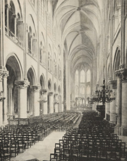 Interior of Notre-Dame in Paris, album page, photomechanical print, This print is part of an album