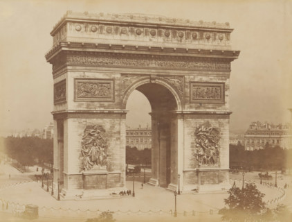 Arc de Triomphe in Paris, album page, photograph, This photo is part of an album., inscription: '50