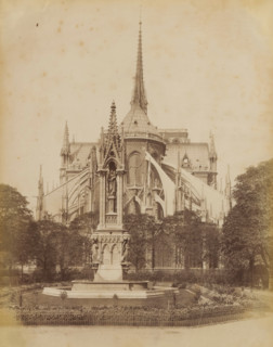 Apse of Notre-Dame of Paris, album page, photograph, This photo is part of an album., inscription: