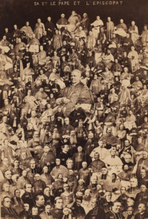 Collage with 169 Popes, Sa Ste le pape et l'episcopat, photocollage, inscription: 'AUGUSTE PONTIFE,