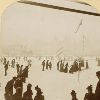 The Skating Rink of the Amsterdam Ice Club behind the Rijksmuseum, stereograph, number: '1.50',