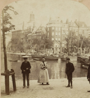 Holland. Rotterdam. Across the Canal, View of the Blaak in Rotterdam with the Lutheran church in