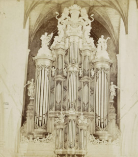 Organ Groote Kerk, Haarlem, Müller organ in the Sint-Bavokerk in Haarlem, stereograph, inscription: