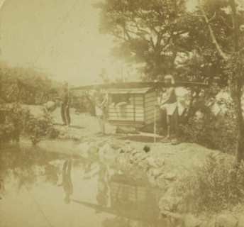 Travelers with servants in a tandem, Nagasaki, Japan, Traveling, Geographical gallery of images,