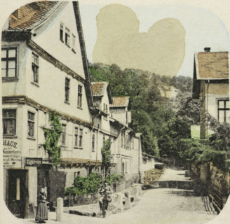 Harz. Das Gasthaus auf dem Hexentanzplatz, Hotel on the Hexentanzplatz, Harz, stereograph, number: