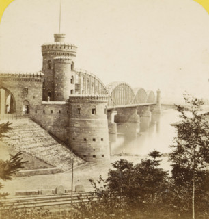 View of the Kaiserbrücke, now the Nordbrücke, in Mainz, Germany, Mayence (Hesse-Darmstadt), vue