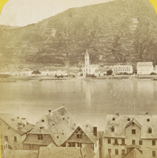 Saint-Goarshausen et le Rhin, vus de Saint-Goar, Sankt Goar and the Rhine, seen from Sankt