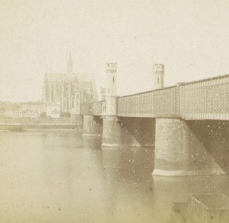 Pont fixe et Cathédrale, Dombrücke over the Rhine and Cologne Cathedral, Germany, Cologne (Prusse),