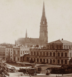 Hamburg, Rathhausmarkt, View of Hamburg with the Stock Exchange in the foreground and the