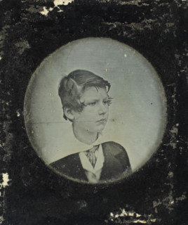 Portrait of an unknown boy, photograph, 1840 - 1860, photographer, metal, inorganic material,