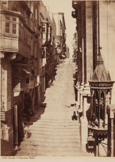 Strada S. Giovanni in Valetta, Malta, Strada St. Giovanni. Malta, photograph, inscription: '(+),