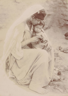 Portrait of an unknown woman with child, photograph, Middle East, 1860 - 1900, photographer, paper,