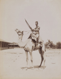 Soldier on a camel, presumably in Egypt, photograph, Egypt, 1860 - 1900, photographer, North