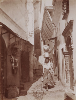 Unknown woman in an alley, possibly in Egypt, photograph, Egypt, 1860 - 1900, photographer, North